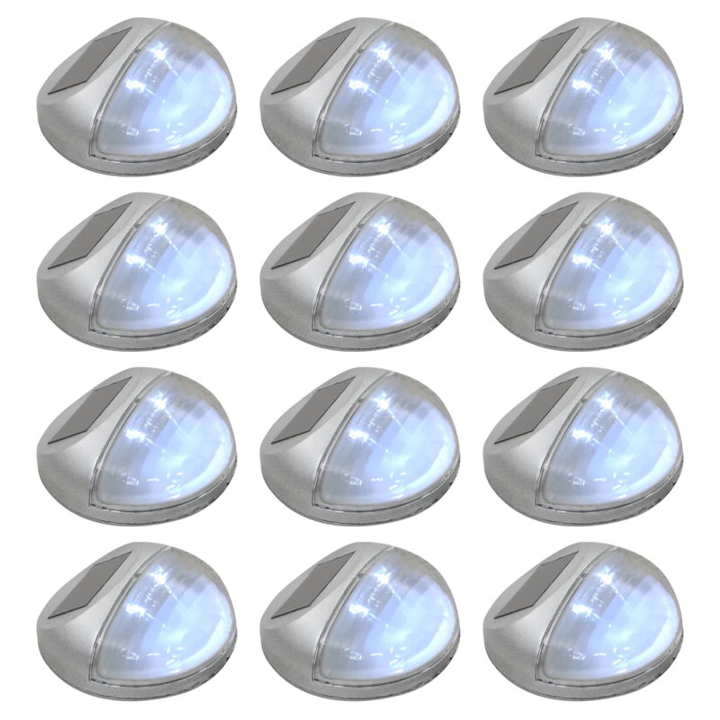 12 - Bulb Solar Powered Integrated LED Outdoor Bulkhead Light, Silver
