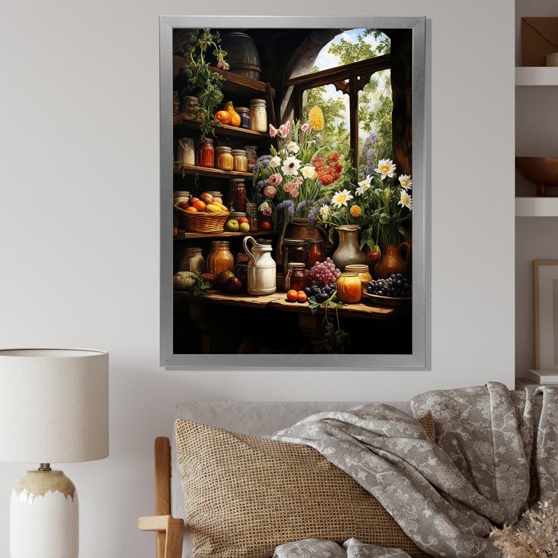 French Cheese Symphony II sur impression sur toile, Cadre simple argenté, H 32 po x l 24 po x P 1 po