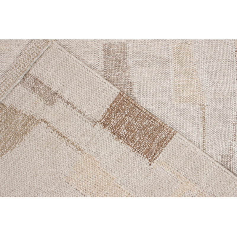 Scandinavian Silk Geometric Area Rug, Recatangle 9' x 12'