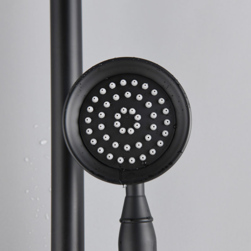 Wall Mounted Shower System With 8" Rainfall And Handheld, Matte Black Chic Handheld In Construction