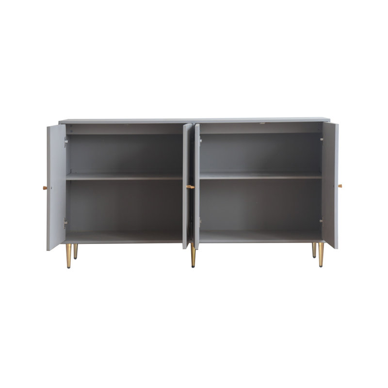 Divith Modern Lacquered Wooden Sideboard Buffet Server Cabinet,Office credenza with 4 Door, Gray
