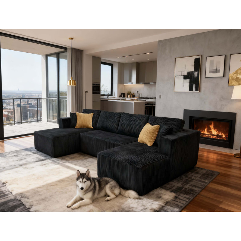 Flintwood Boneless Sectional, Black