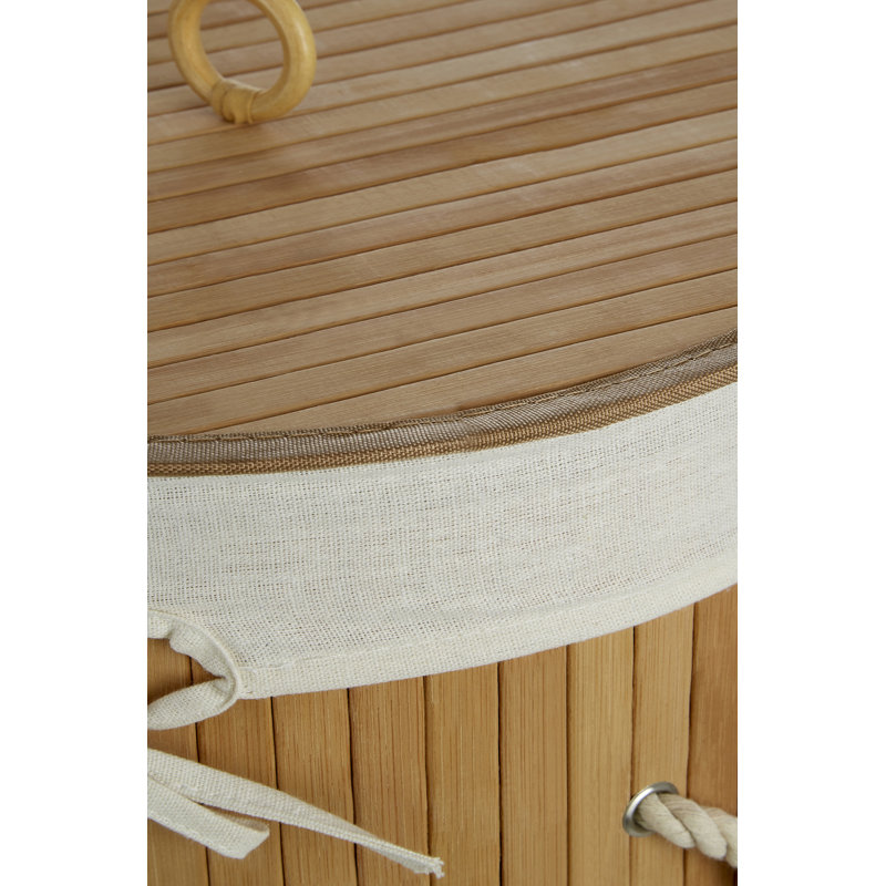 Audubon Wood Laundry Hamper with Handles, Brown