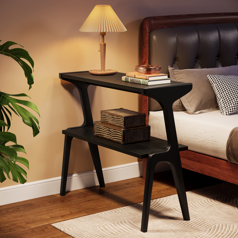 Side Table with Storage, Black