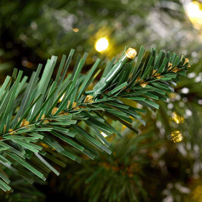 Sapin de Noël artificiel pré-illuminé de 1,5 m dans un pot en forme d'urne - Faux sapin de Noël en pot avec pommes de pin, baies rouges et 11 modes d'éclairage DEL pour la décoration d'entrée et de porche intérieur