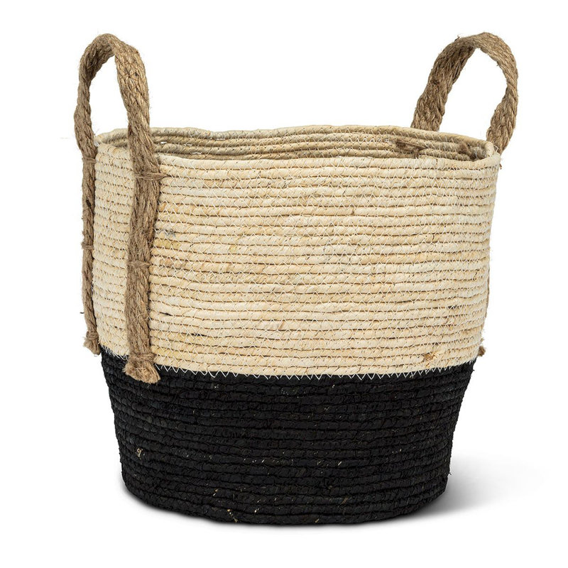 Ensemble de 3 paniers en tissu et en rotin