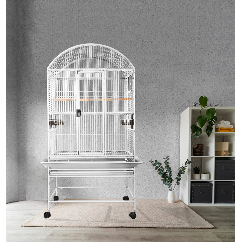 Grande cage dôme supérieure blanche, Blanc pur, 63" H x 32" L x 23" W