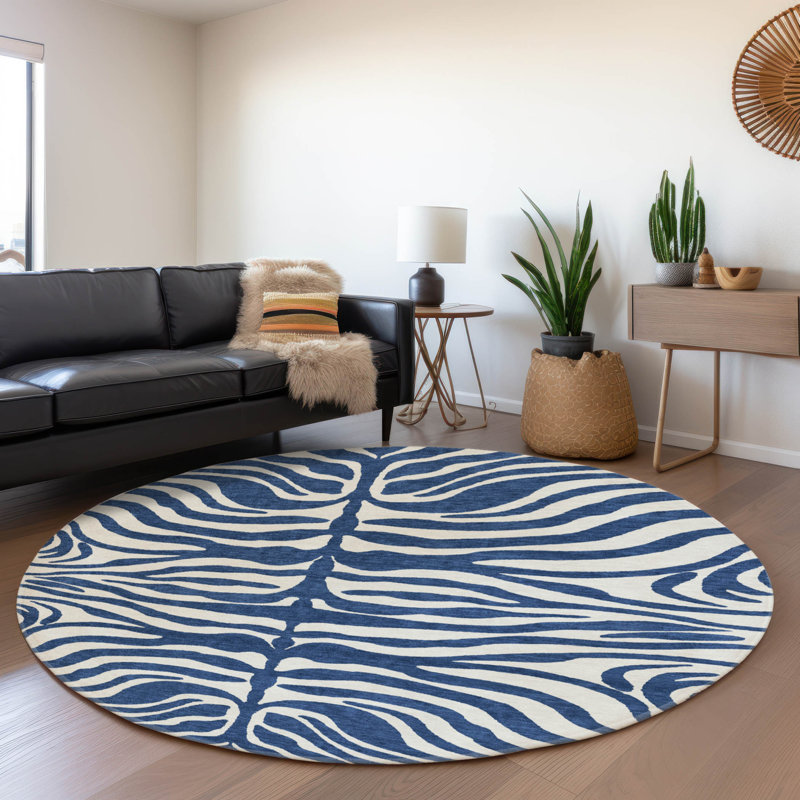 Premium Machine Washable Goulven AMF1042 Animal Print Rug, Round 8'