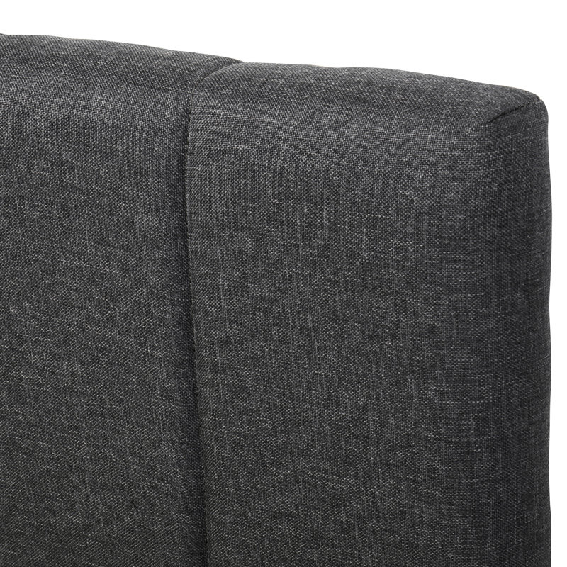 Lit plateforme tapissier simple avec lit gigogne et 3 tiroirs en lin gris, Lit simple