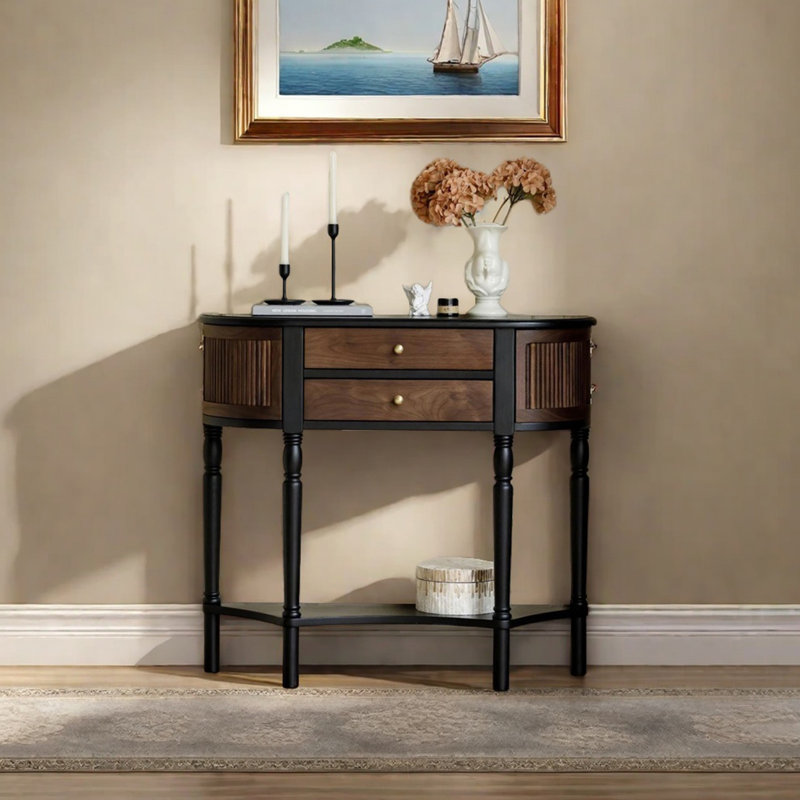 Retro Art Console Table with Drawers