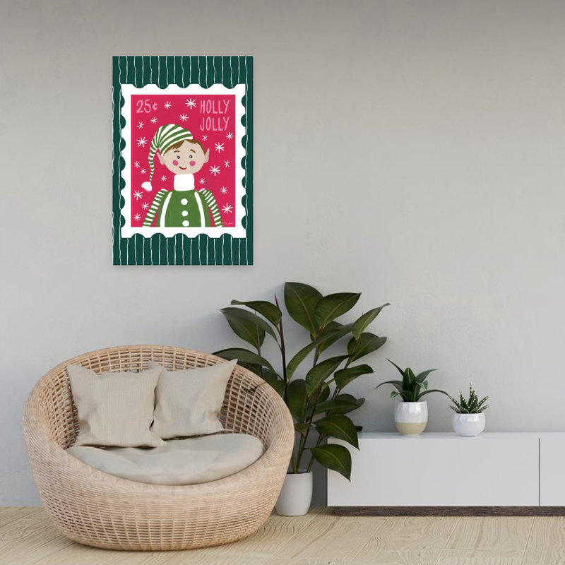 Holly Jolly Mail III, art contemporain abstrait, H 24 po x l 16 po