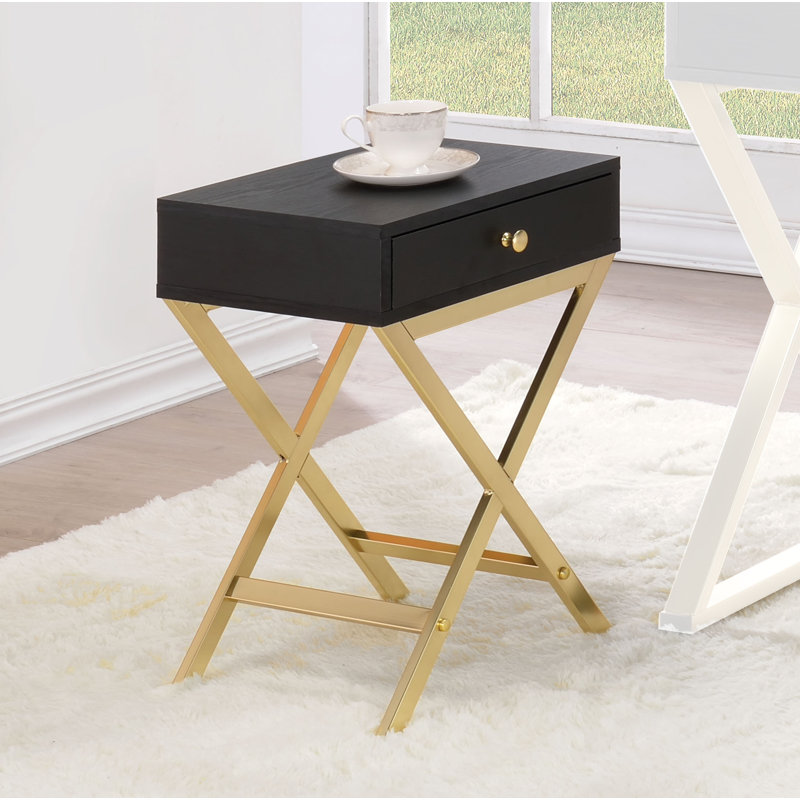 Table d'appoint Brickner, Noir / doré
