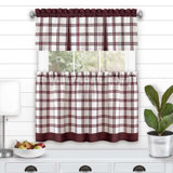 Plaid Tailored 58'' W Kitchen Curtain