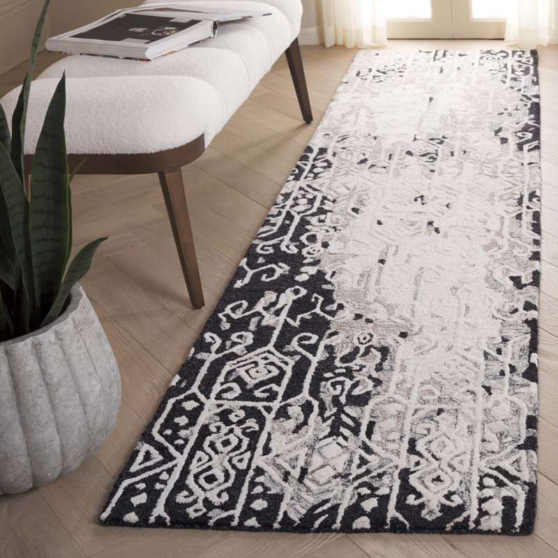 Ebony Hand Tufted Wool Pile Rug, Runner 2'3" x 9'