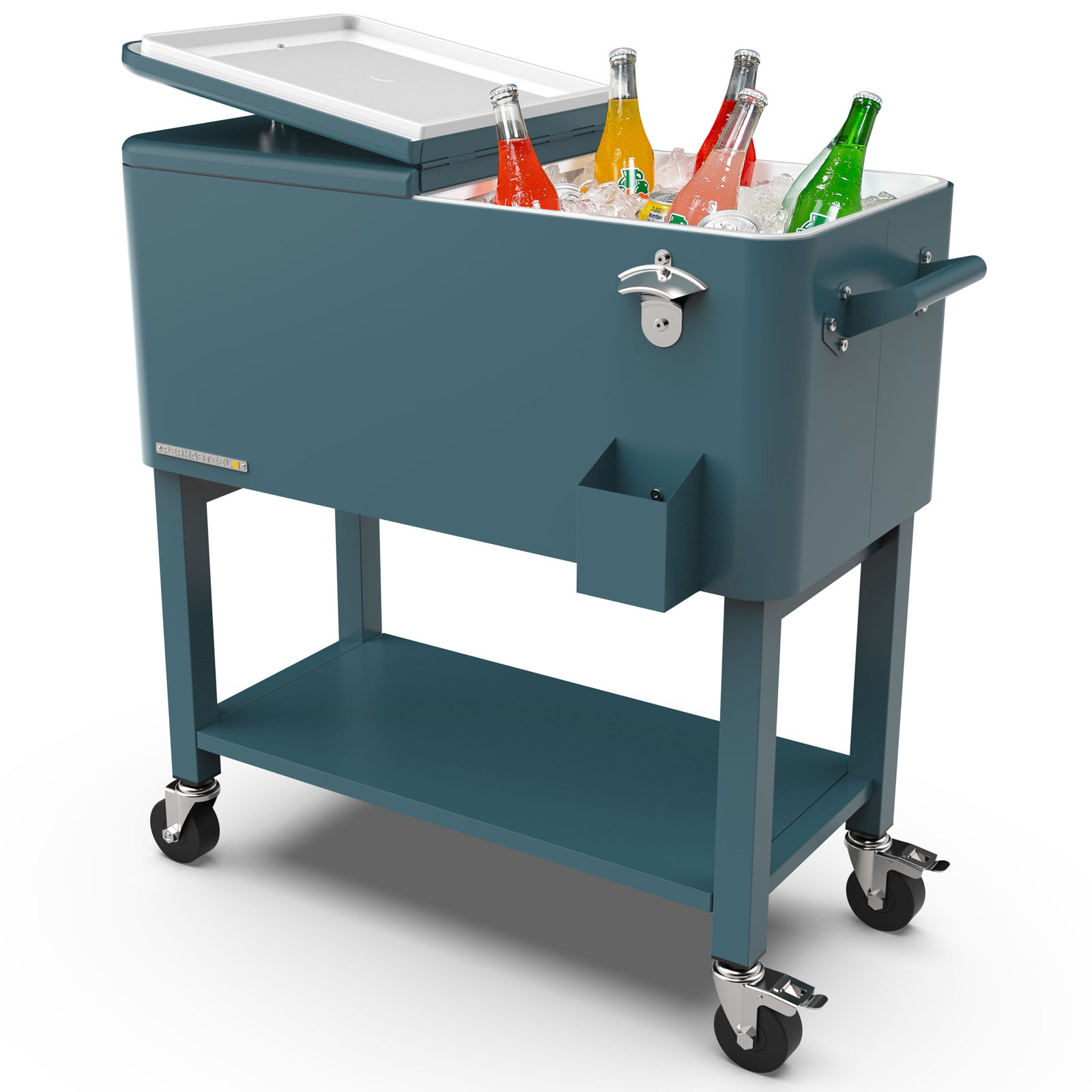 Permasteel Cooler with Removable Basin, Teal, With Divider