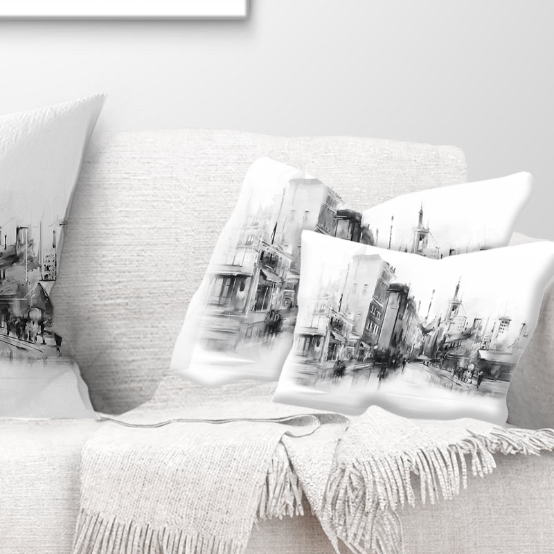 Coussin décoratif noir et blanc City - Cityscape