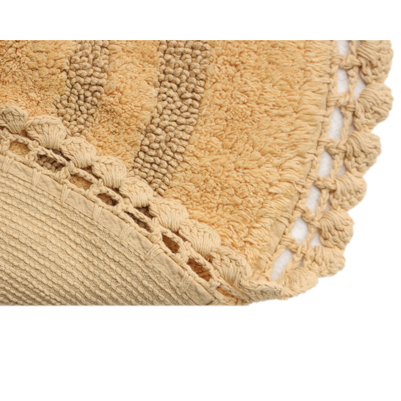Akifumi 100% Cotton Non-Slip Bath Rug, Beige