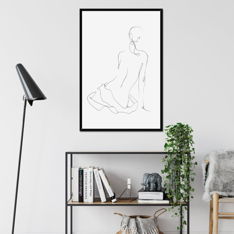 Gestural Shape I 1 Piece Painting, 80cm H x 55cm W, Black Framed Paper Print
