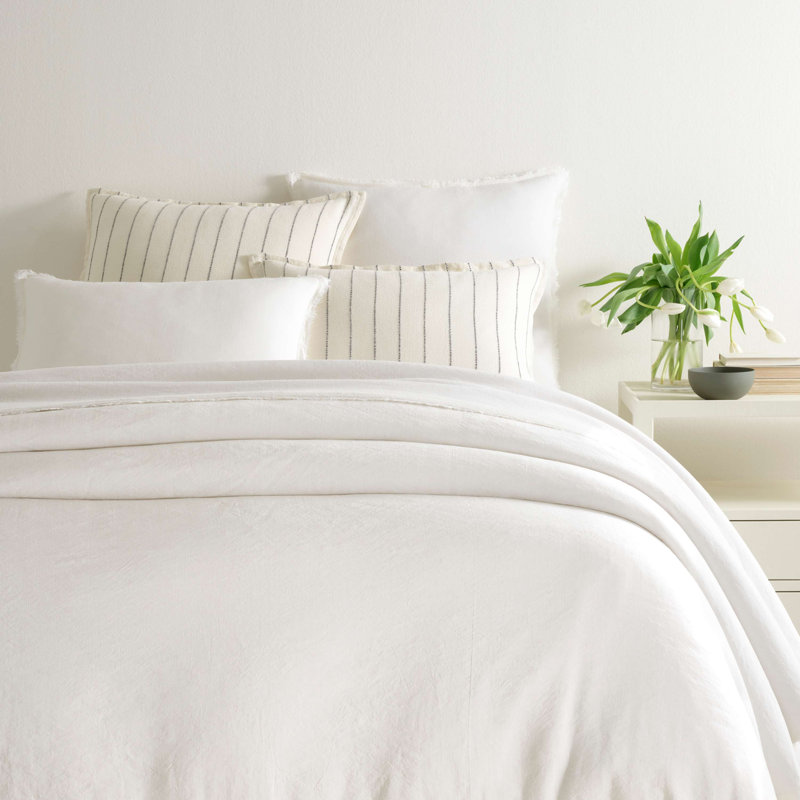 Faye Linen Duvet Cover, Full/Queen Duvet Cover, Dove White