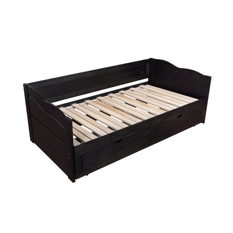 Lit de jour simple avec couchette Oakleaf, Noir