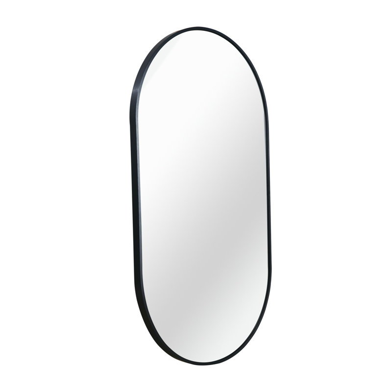 Accent Mirror, Accent Mirror, Metal Oval Mirror, Black, 28" x 20"