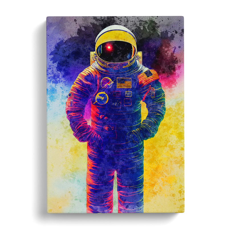 Astronaut In Watercolour No.4 - Wrapped Canvas Print, 50cm H x 35cm W x 3cm D