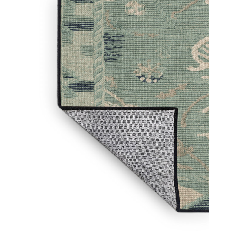 Washable Seafoam Nautical Area Rug, Square 4'
