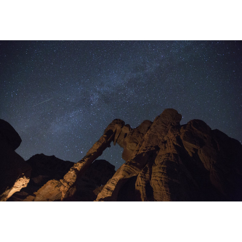 Perseids Valley Of Fire Elephant Rock And The Milky Way by AJPaganoPhoto - Wrapped Canvas Print, 61cm H x 91cm W x 3.8cm D
