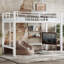 Lit mezzanine simple en métal de taille XL avec échelles et garde-corps faciles à monter, blanc, peu encombrant et élégant
