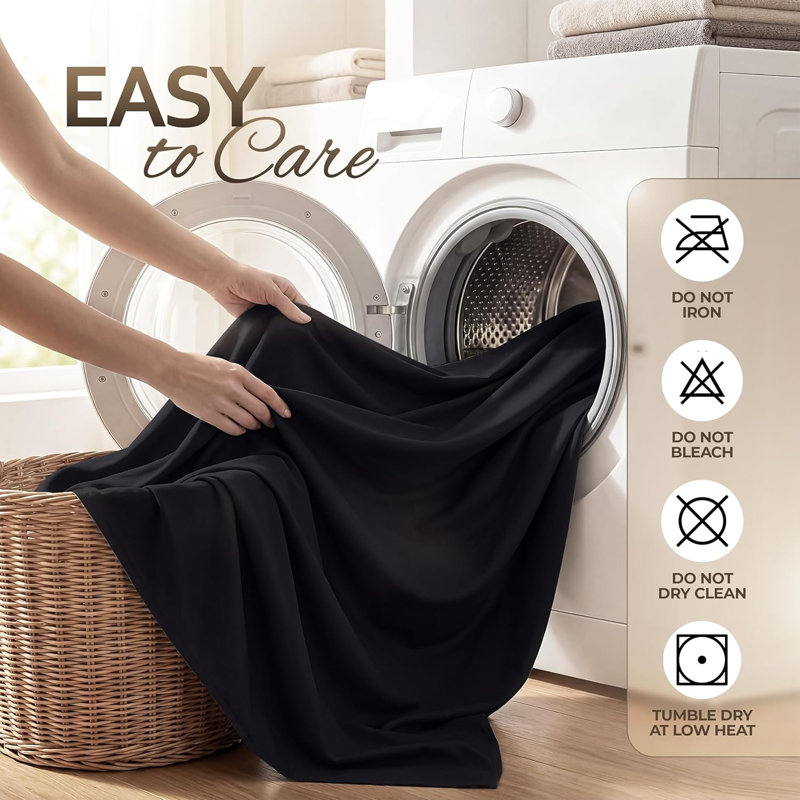 Ensemble de draps 4 pièces Beddora Grand noir - microfibre double ultra douce, drap-housse à poches profondes, infroissable et résistant à la décoloration, literie de qualité hôtelière, respirante et durable