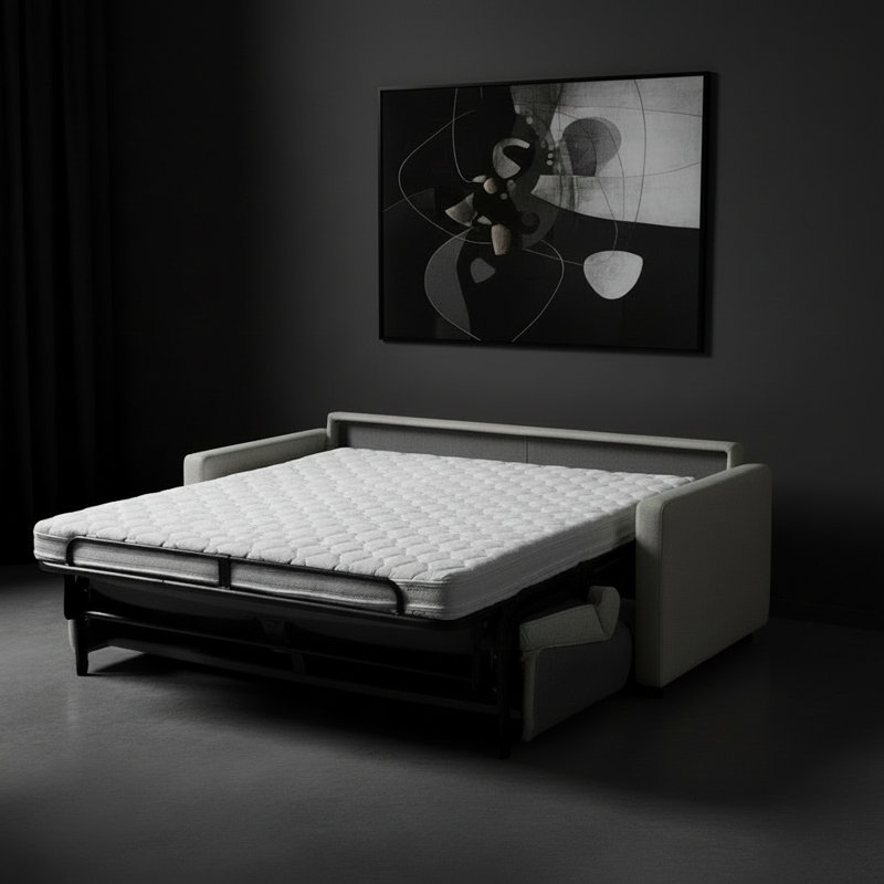 Canapé-lit en tissu de qualité supérieure Adalise, Tissu performance gris clair DuraTex