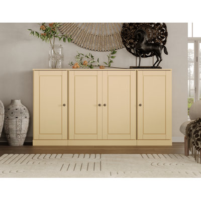 Kweku 100% Solid Wood 65" Sideboard with Raised Panel Doors & Adjustable Shelves