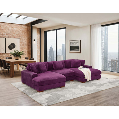 Grand canapé modulaire à double assise en velours côtelé Large Seating
