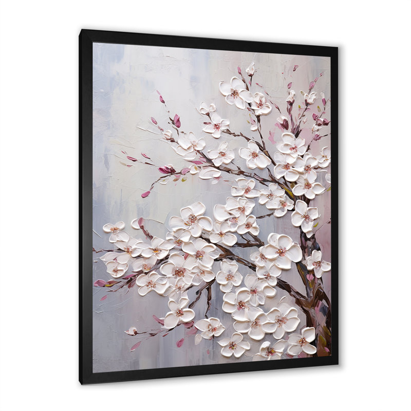 Arbre magique sur toile Dogwood Serenity, H 20 po x l 12 po x P 1 po, Cadre simple noir