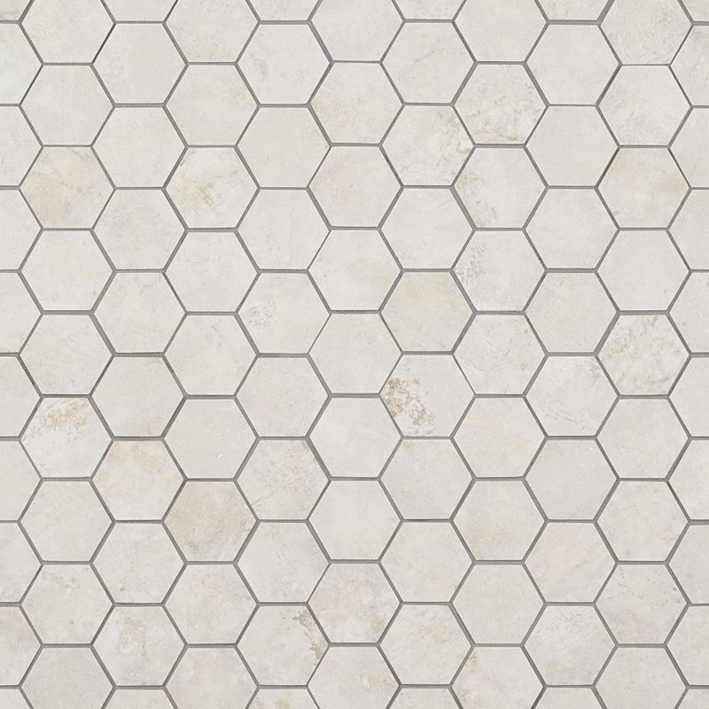 Portrait 2" Hexagon Matte Porcelain Mosaic Tile, Ivory