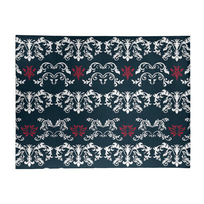Tapis vert foncé / blanc Damask