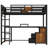 Queen Metal Loft Bed with Desk & Storage, Fabric Drawers, Ladder, No Box Spring, Black-1968453532