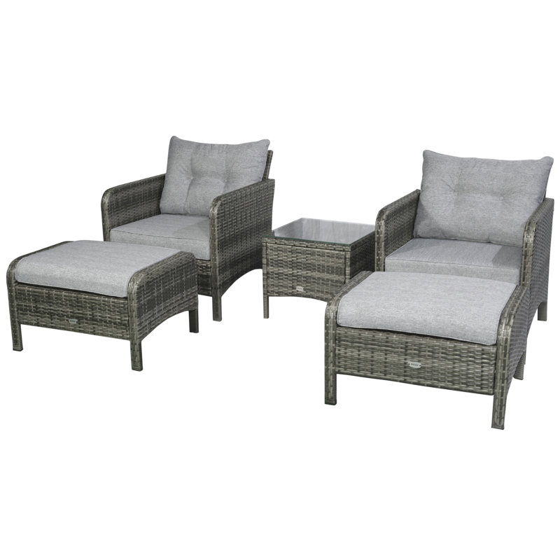 Takavor Wicker 2 - Person Patio Conversation Set with Cushions, Gray/Gray