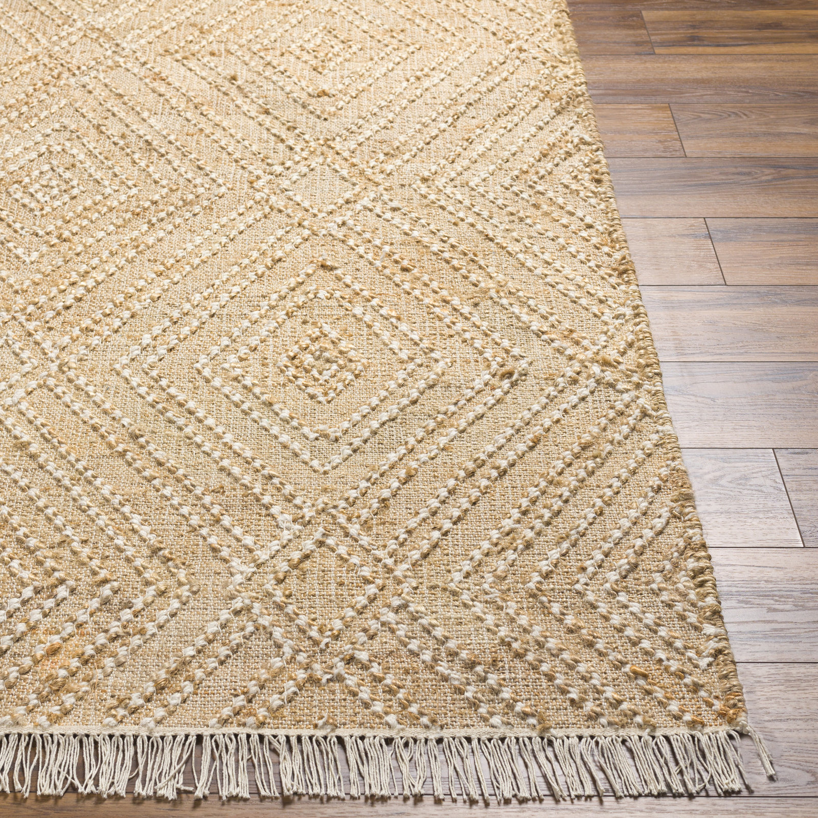 Sal Hand-Woven Geometric Jute Rug, Rectangle 2' x 3'