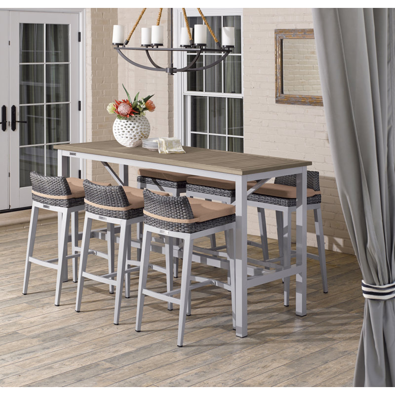 Travira Aluminum Bar Table, Teakwood Vintage