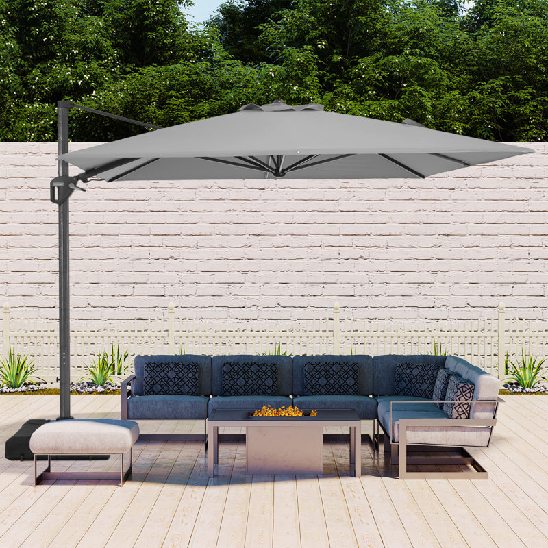 Parasol en porte-à-faux carré Cheetara, gris