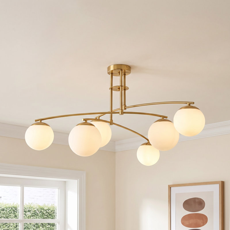 Fairfax Glass Bubble Semi Flush Mount, Gold, 6