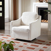 Fauteuil demi-tonneau rembourré Mid-Century, Beige