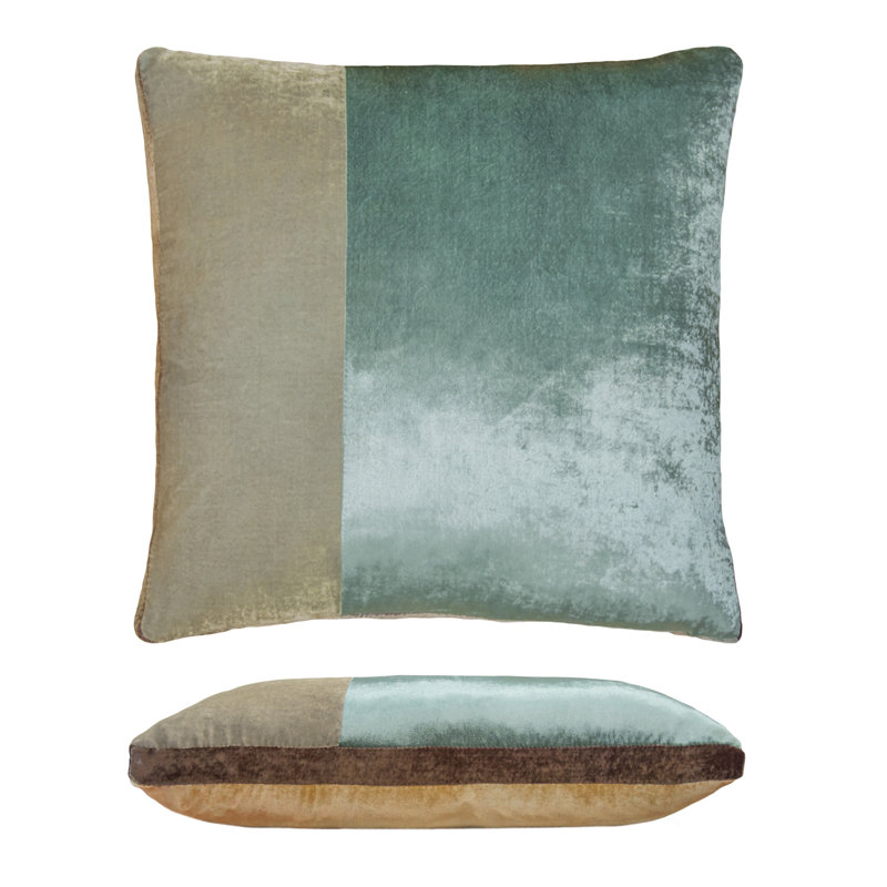 Color Block Square Pillow Cover & Insert, Gold/Beige, 22"H x 22"W