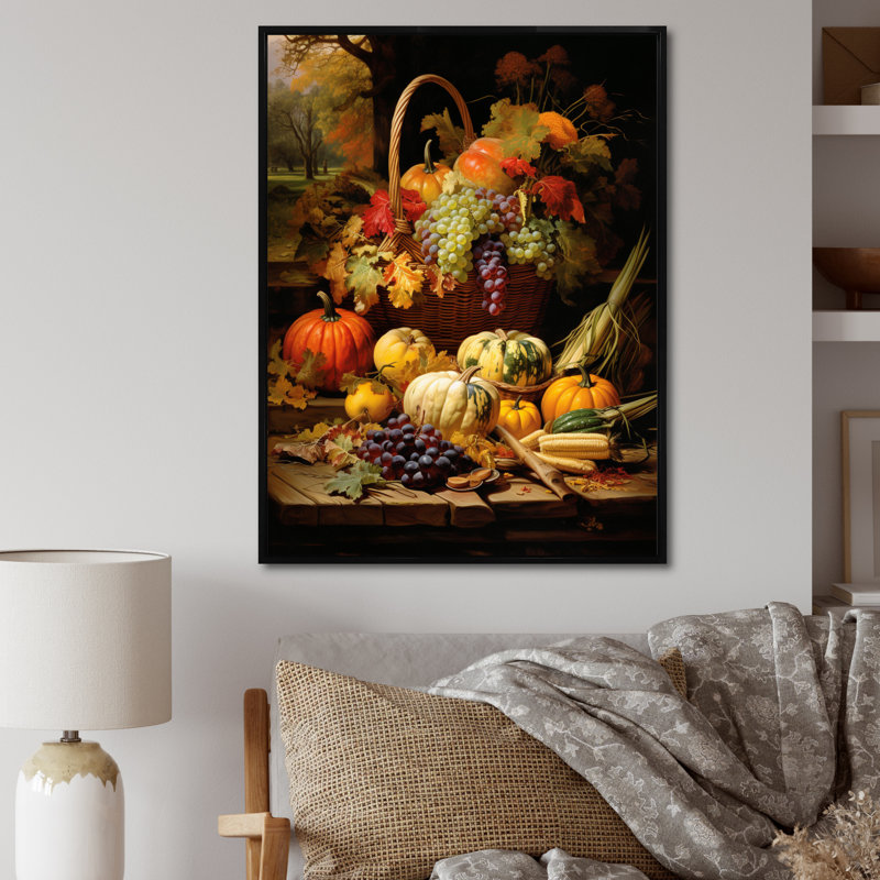 Binnett Food Autumn Harvest II, H 32 po x l 16 po x P 1 po, Cadre flottant noir