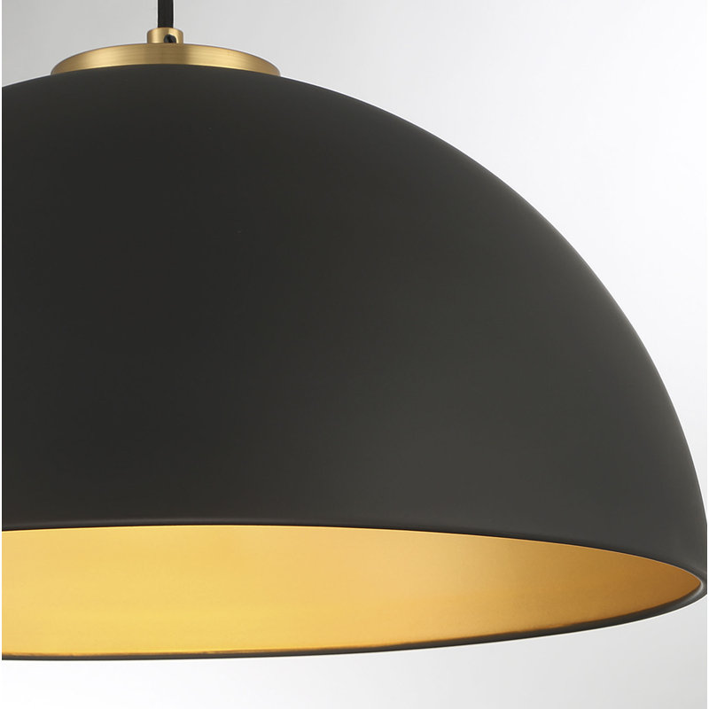 Plafonnier 1 lumière Darrah en noir mat avec laiton naturel Darrah, Noir mat / Laiton naturel