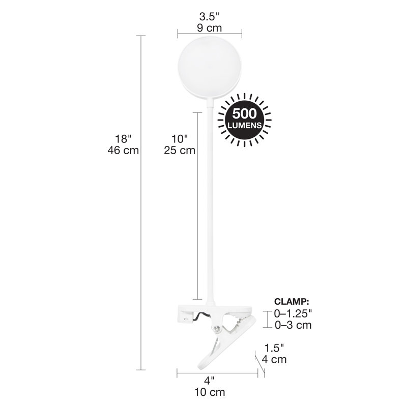 Adjustable White LED Clip-On Lamp with Flexible Neck