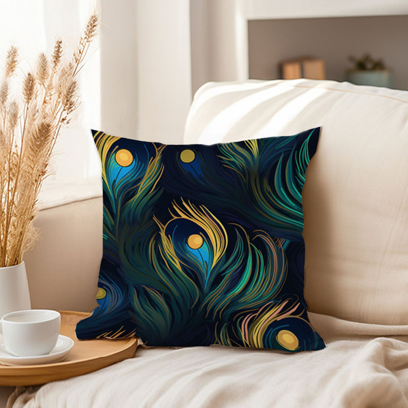 Animals William Morris Birds Damask Pattern I Cottage, 20" H x 20" W, Animals Peacock Feather II Modern