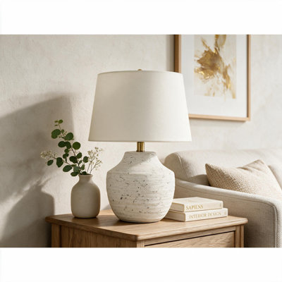 Modern Cream Concrete 20" Table Light