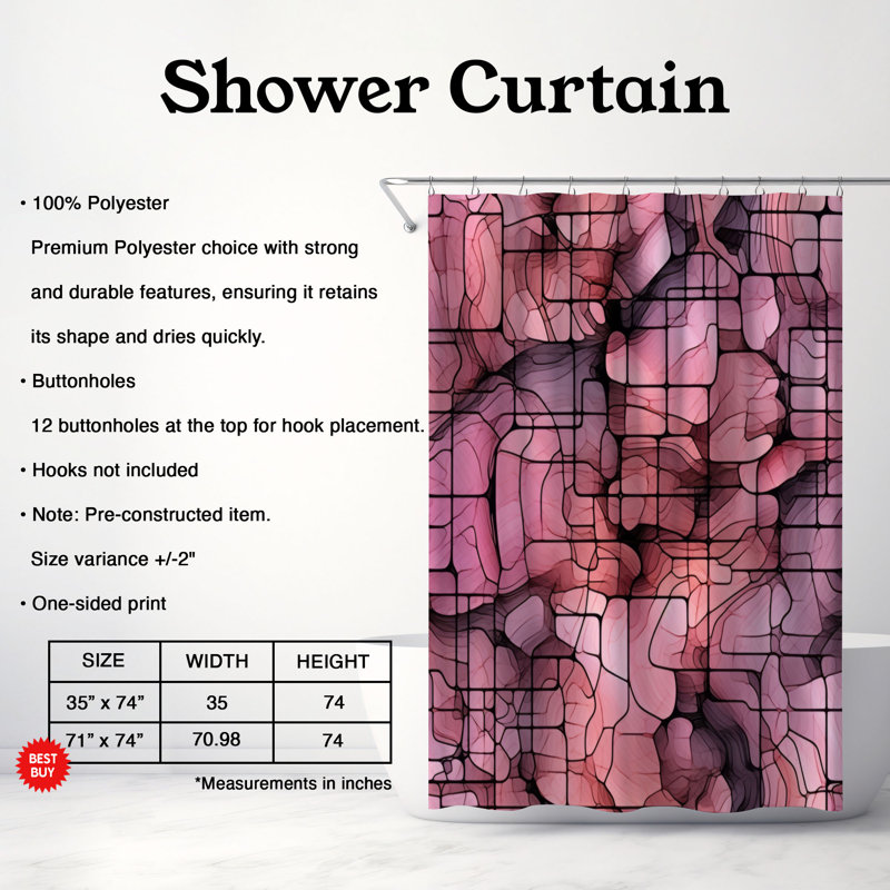 Éclat brisé - Rideau de douche Premium, H 74 po x l 71 po